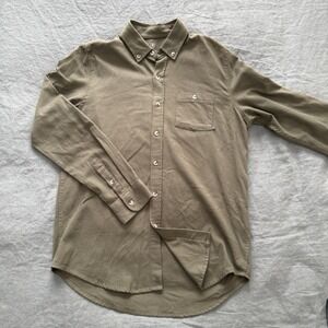 FREE FLY Long Sleeve Bamboo‎ Cotton Long Sleeve Button Down Shirt Mens S Green